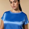 Abbigliamento Marina Rinaldi | T-Shirt In Jersey Di Raso E Crepe Sci Blu