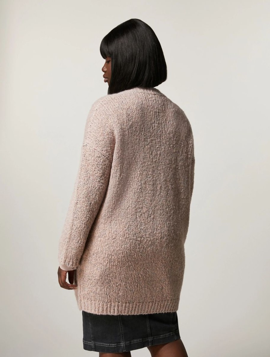 Abbigliamento Marina Rinaldi | Cappotto In Maglia Di Alpaca E Lana Rosa